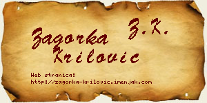 Zagorka Krilović vizit kartica